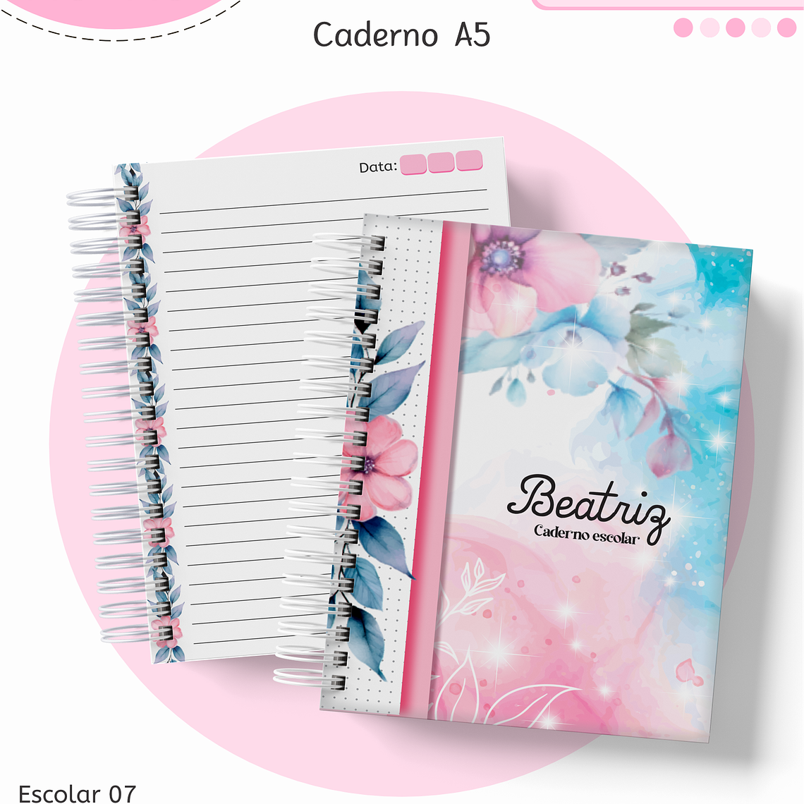 Arquivo Encadernação Kit Escolar - Floral 12