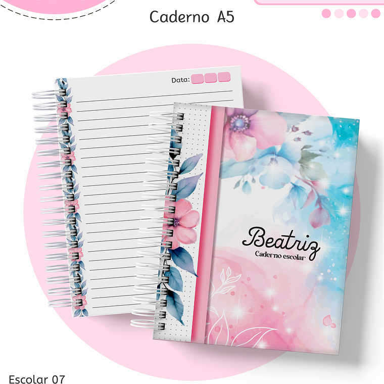 Arquivo Encadernação Kit Escolar - Floral 12