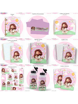 Arquivo Encadernação Kit Escolar - Cristão Menina