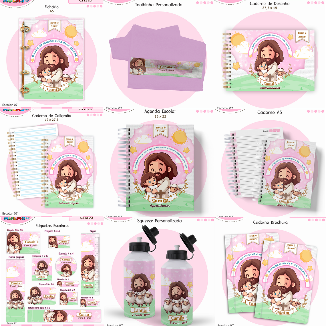 Arquivo Encadernação Kit Escolar - Cristão Menina 1