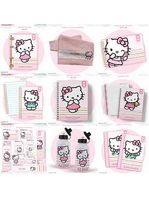 Arquivo Encadernação Kit Escolar - Hello Kitty