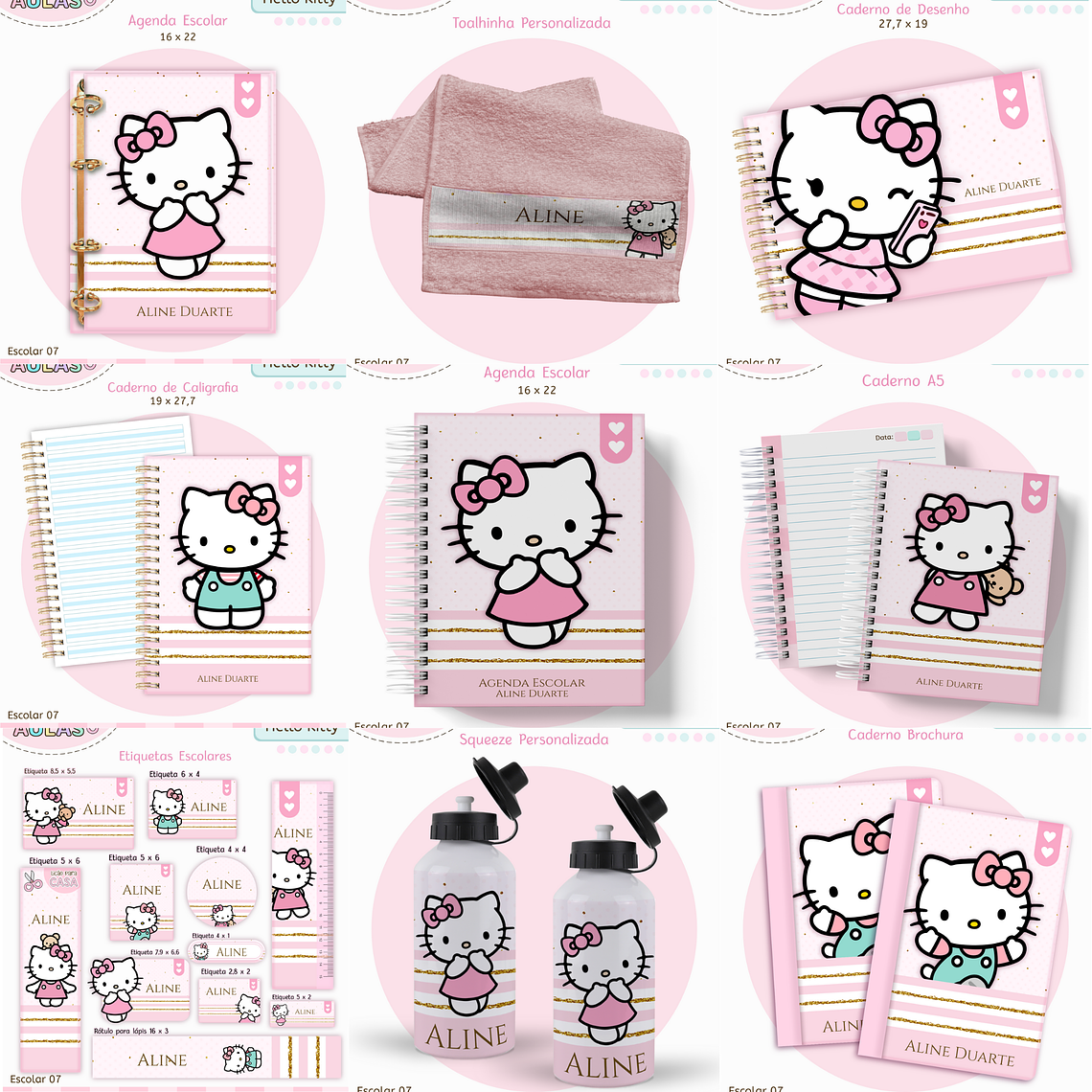 Arquivo Encadernação Kit Escolar - Hello Kitty 1