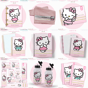 Arquivo Encadernação Kit Escolar - Hello Kitty