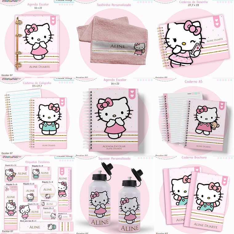 Arquivo Encadernação Kit Escolar - Hello Kitty 1