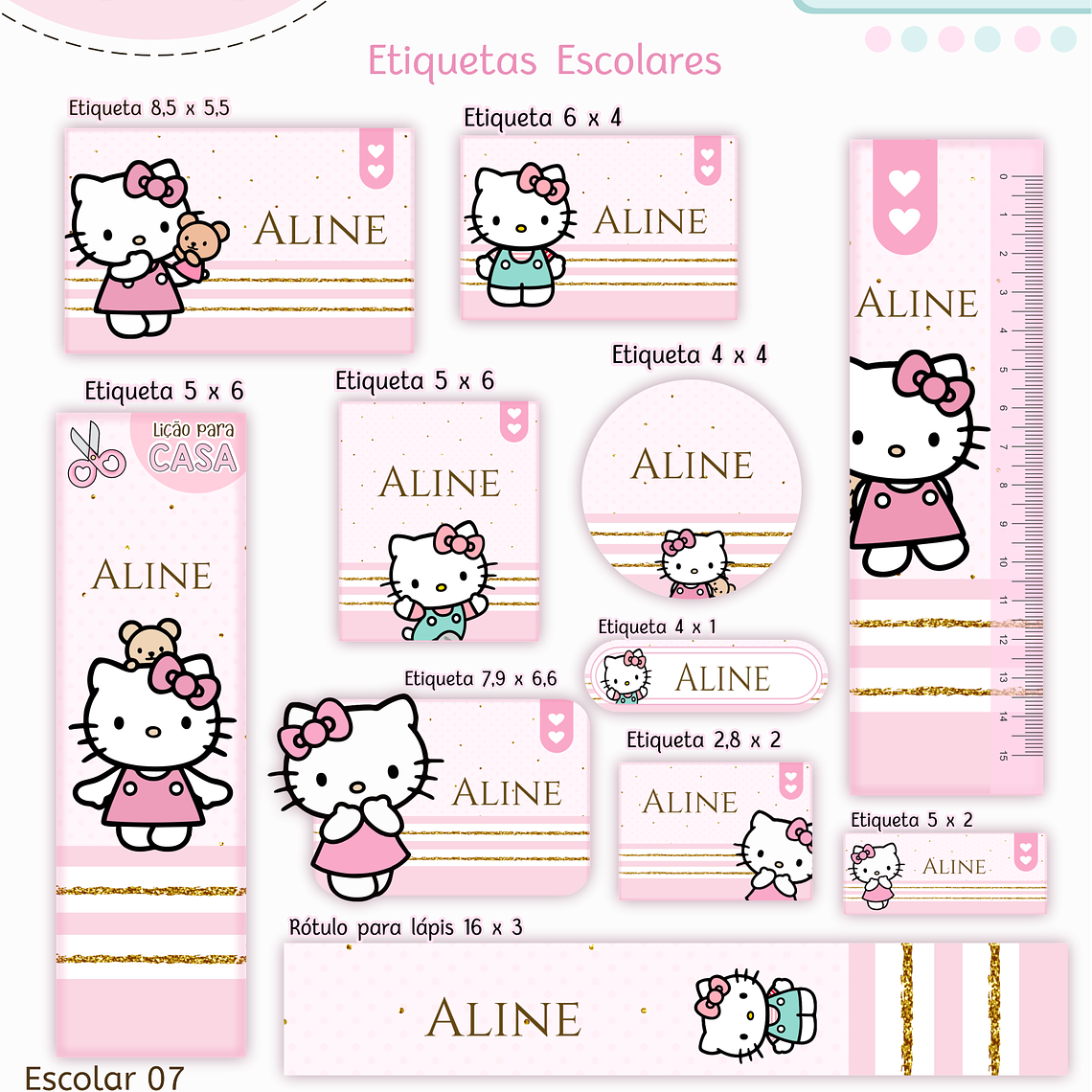 Arquivo Encadernação Kit Escolar - Hello Kitty 8