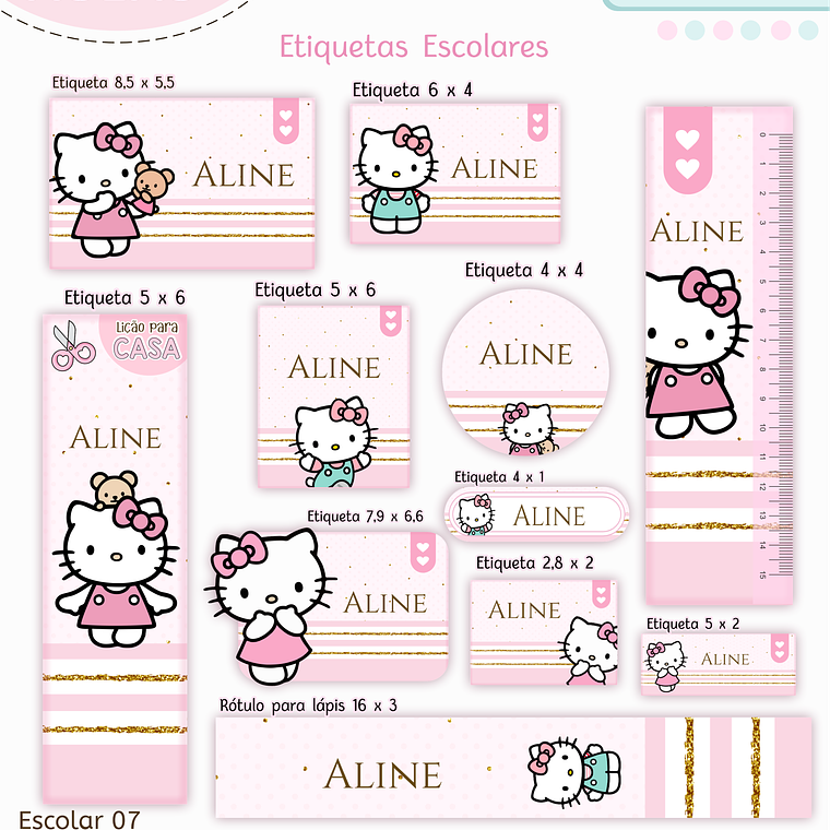 Arquivo Encadernação Kit Escolar - Hello Kitty 8