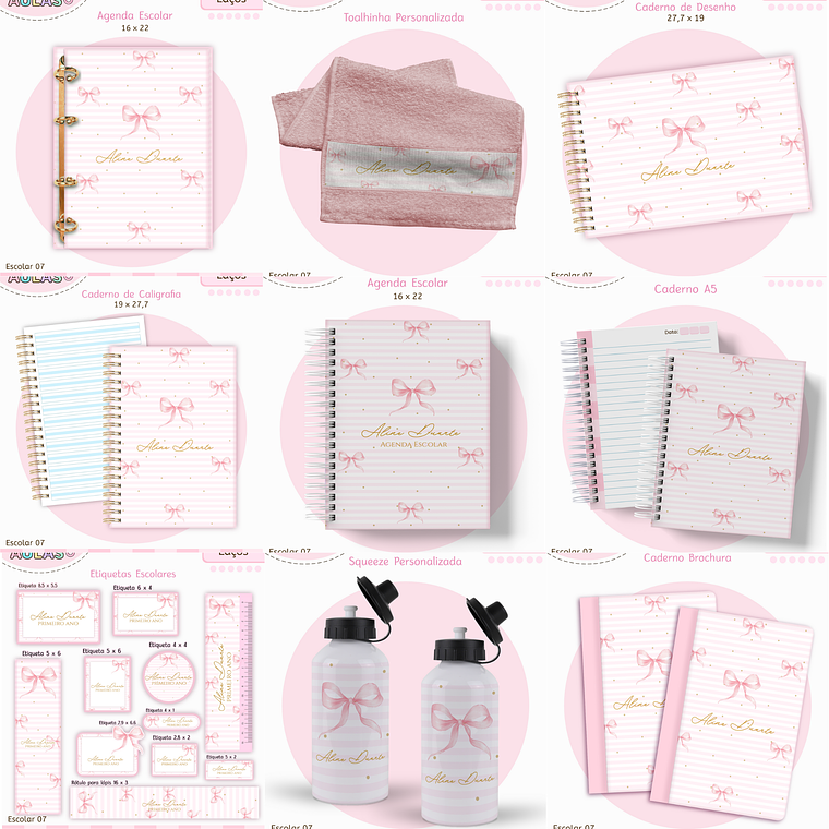 Arquivo Encadernação Kit Escolar - Laços 1
