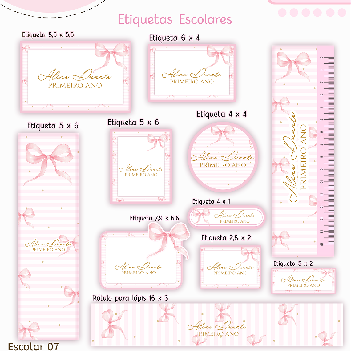 Arquivo Encadernação Kit Escolar - Laços 13