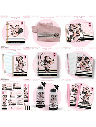Arquivo Encadernação Kit Escolar - Minnie