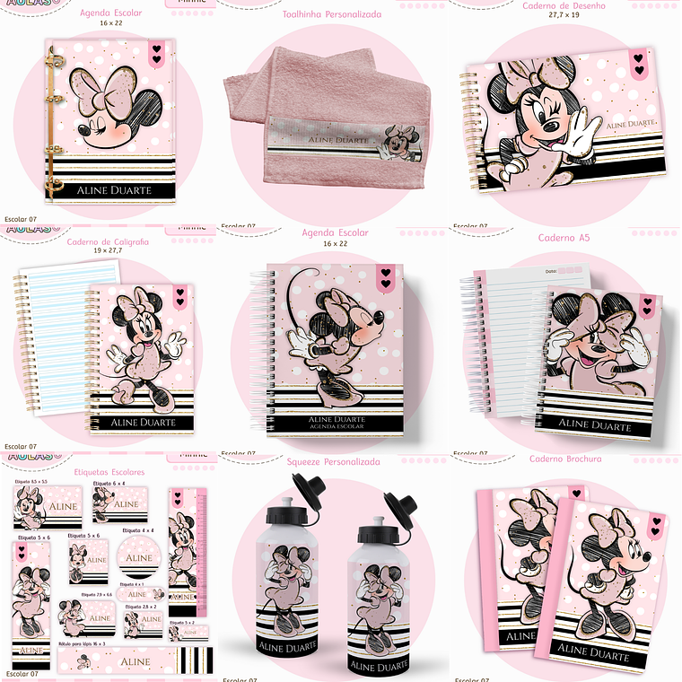 Arquivo Encadernação Kit Escolar - Minnie 1