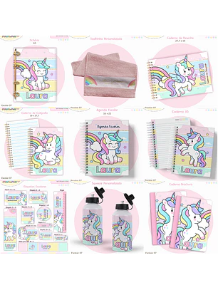 Arquivo Encadernação Kit Escolar - Unicórnio
