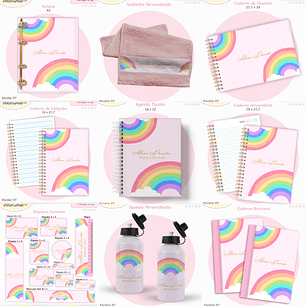 Arquivo Encadernação Kit Escolar - Arco-íris
