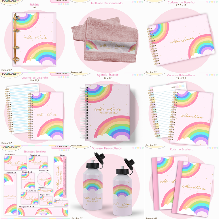 Arquivo Encadernação Kit Escolar - Arco-íris 1