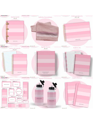 Arquivo Encadernação Kit Escolar - Rosa Neutro