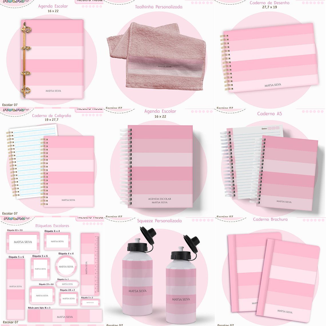 Arquivo Encadernação Kit Escolar - Rosa Neutro 1