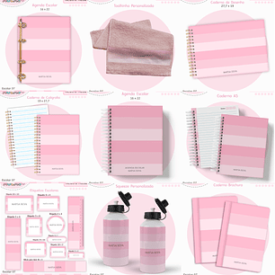 Arquivo Encadernação Kit Escolar - Rosa Neutro