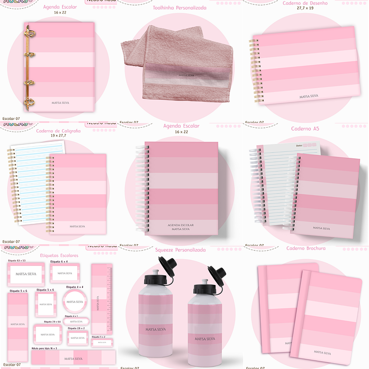 Arquivo Encadernação Kit Escolar - Rosa Neutro 1