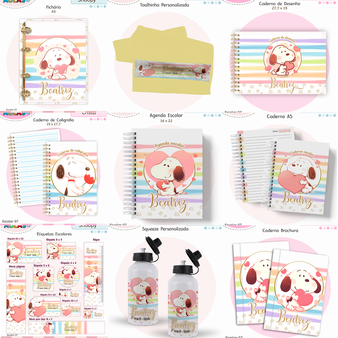 Arquivo Encadernação Kit Escolar - Snoopy 1