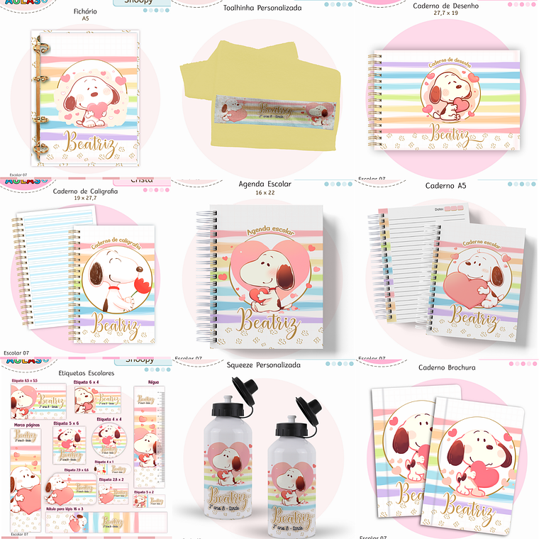 Arquivo Encadernação Kit Escolar - Snoopy 1