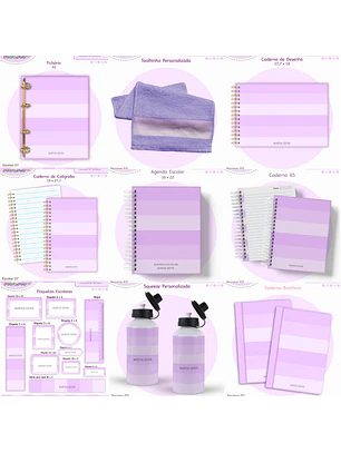 Arquivo Encadernação Kit Escolar - Lilás Neutro