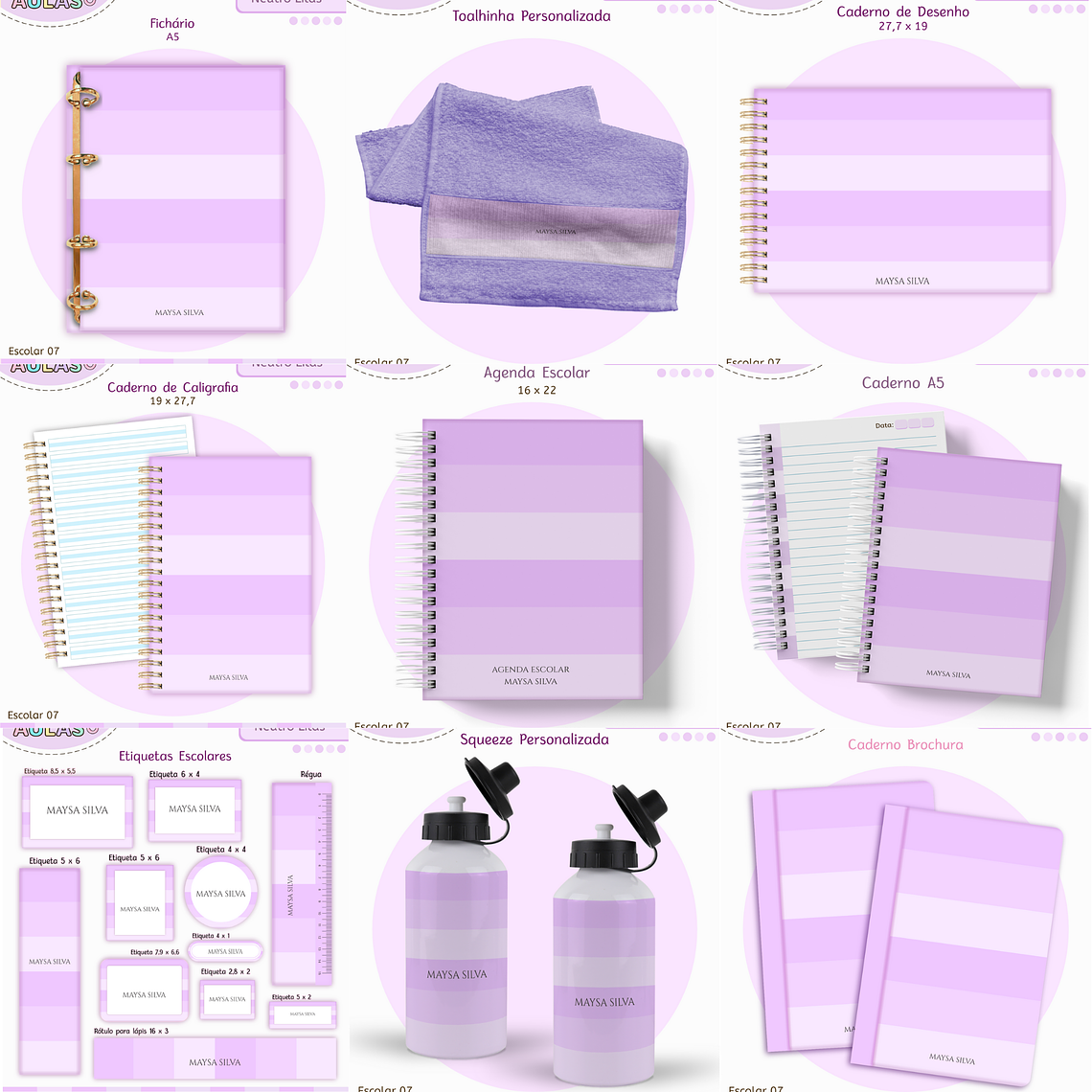 Arquivo Encadernação Kit Escolar - Lilás Neutro 1