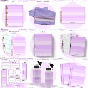 Arquivo Encadernação Kit Escolar - Lilás Neutro