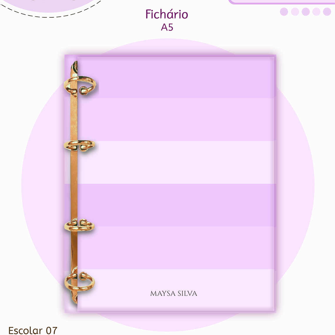 Arquivo Encadernação Kit Escolar - Lilás Neutro 6