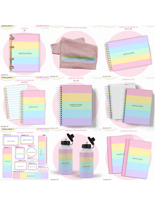 Arquivo Encadernação Kit Escolar - Candy Neutro