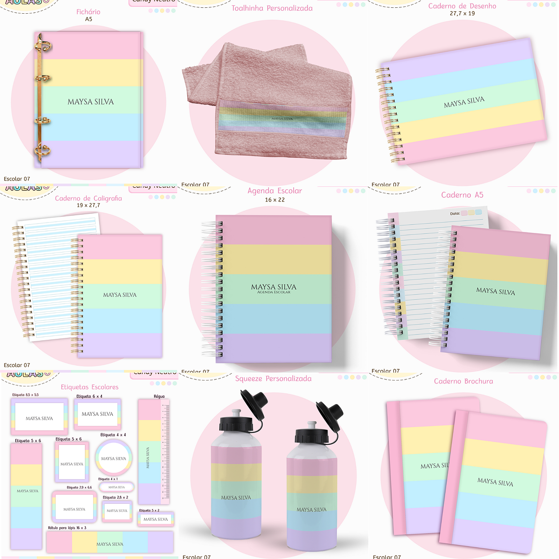 Arquivo Encadernação Kit Escolar - Candy Neutro 1