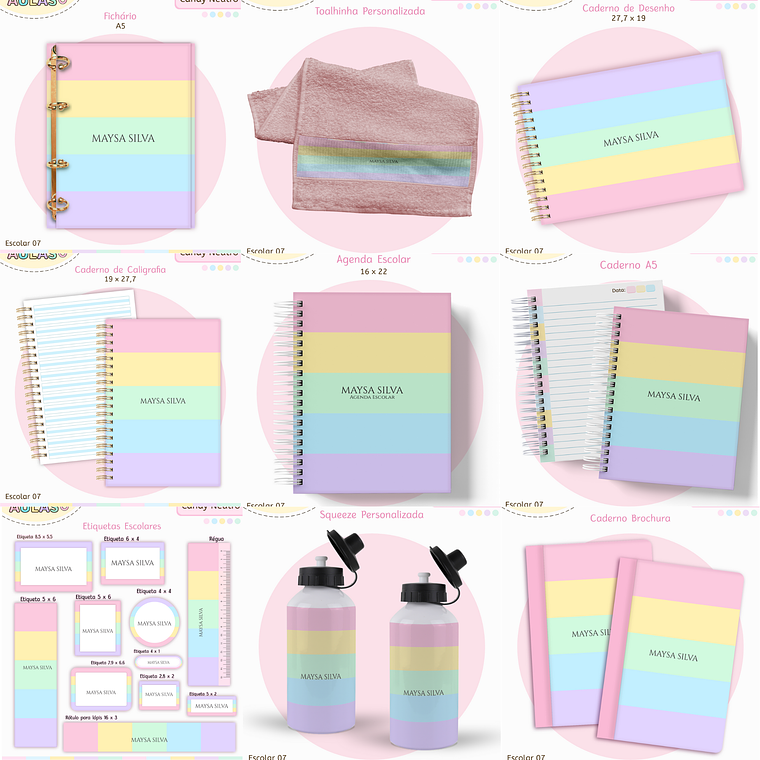 Arquivo Encadernação Kit Escolar - Candy Neutro 1