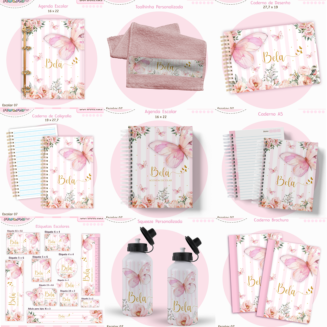 Arquivo Encadernação Kit Escolar - Borboletas 1