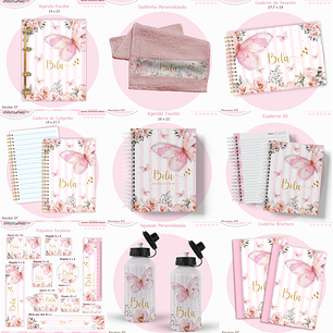 Arquivo Encadernação Kit Escolar - Borboletas