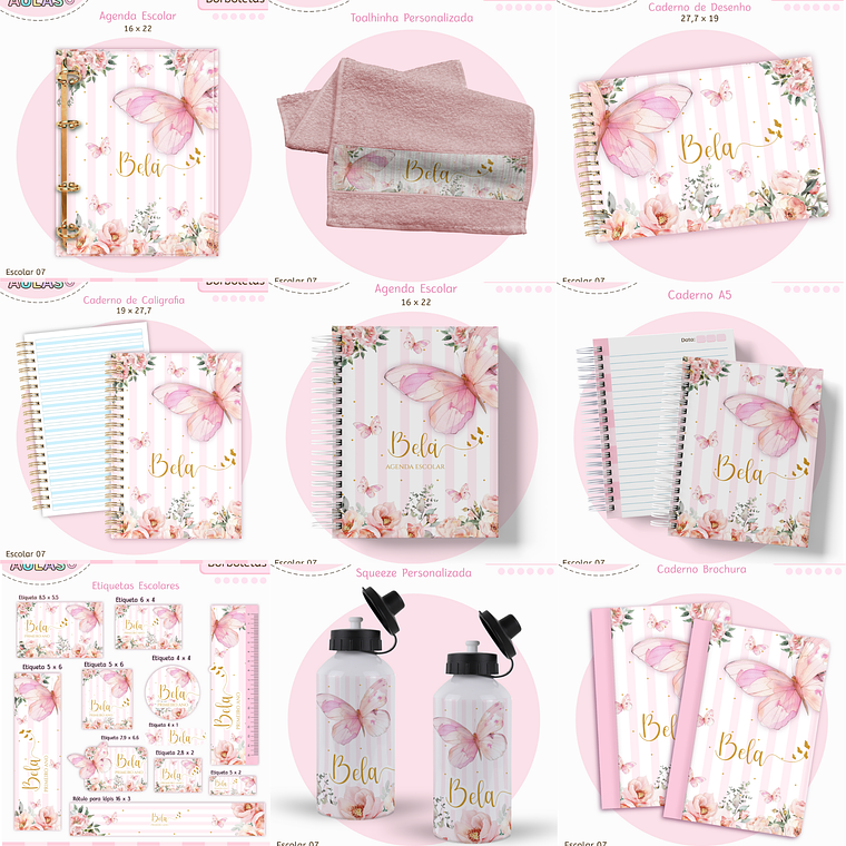 Arquivo Encadernação Kit Escolar - Borboletas 1
