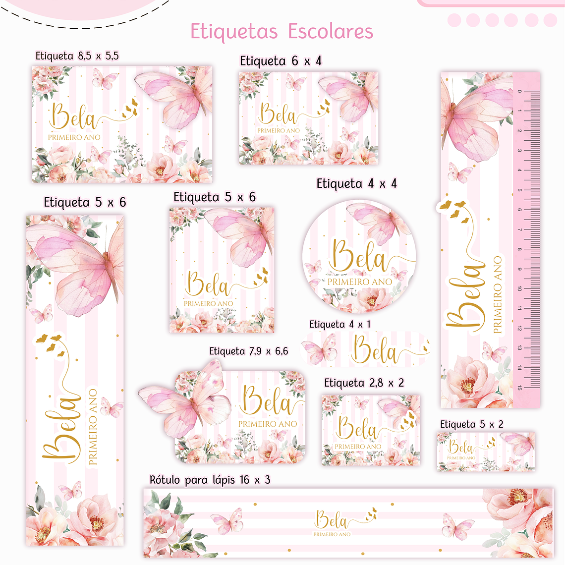 Arquivo Encadernação Kit Escolar - Borboletas 10