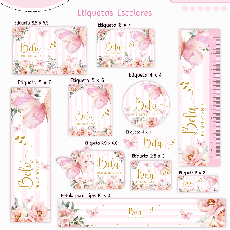 Arquivo Encadernação Kit Escolar - Borboletas 10