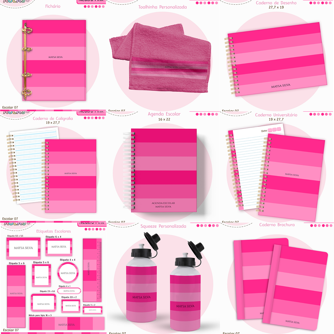 Arquivo Encadernação Kit Escolar - Pink Neutro 1