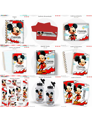 Arquivo Encadernação Kit Escolar - Mickey