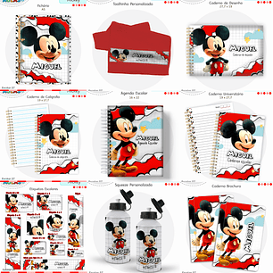 Arquivo Encadernação Kit Escolar - Mickey