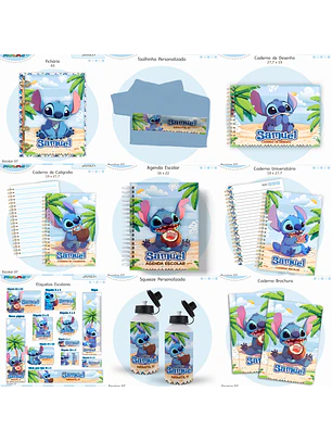 Arquivo Encadernação Kit Escolar - Stitch