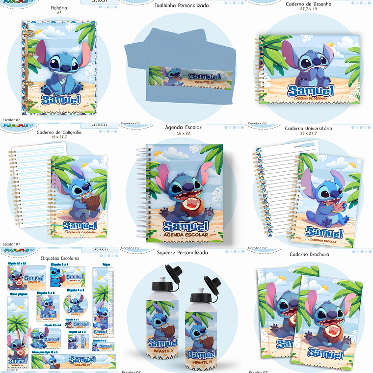 Arquivo Encadernação Kit Escolar - Stitch 1