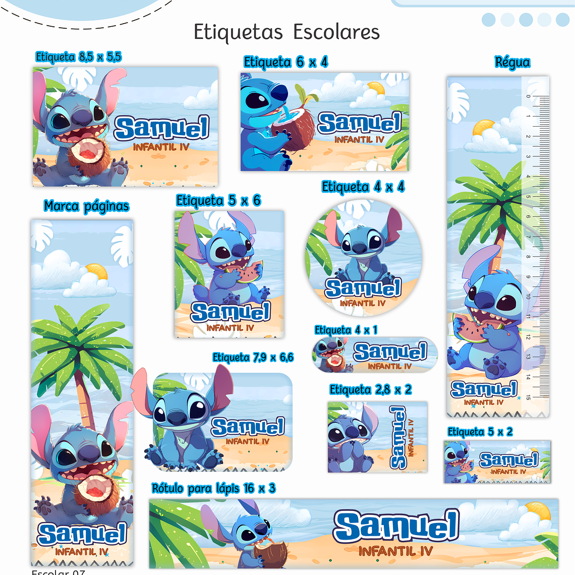 Arquivo Encadernação Kit Escolar - Stitch 12