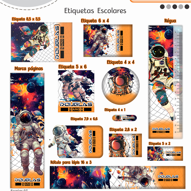 Arquivo Encadernação Kit Escolar - Astronauta 9