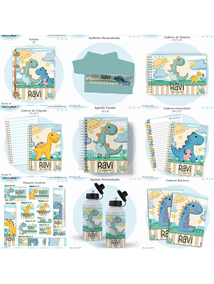 Arquivo Encadernação Kit Escolar - Dino
