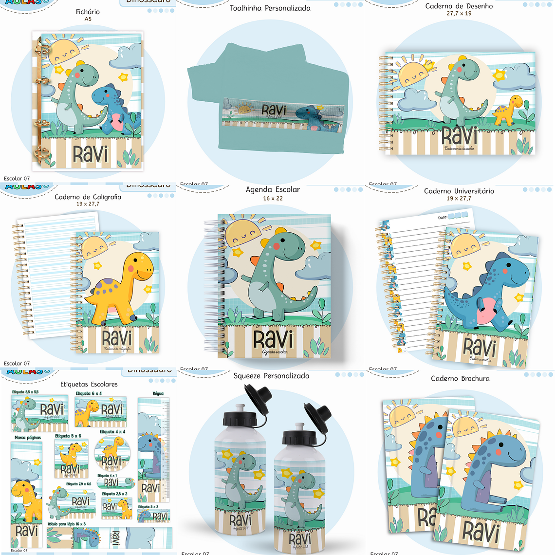 Arquivo Encadernação Kit Escolar - Dino 1