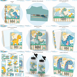 Arquivo Encadernação Kit Escolar - Dino
