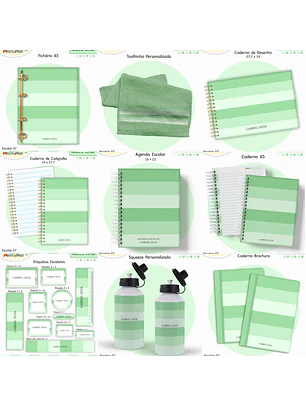 Arquivo Encadernação Kit Escolar - Verde Neutro