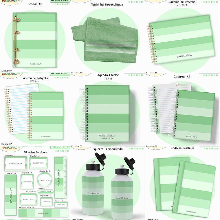 Arquivo Encadernação Kit Escolar - Verde Neutro 1