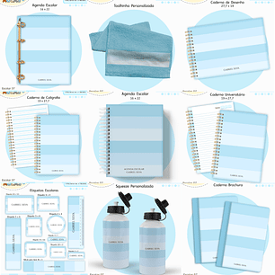 Arquivo Encadernação Kit Escolar - Azul Neutro