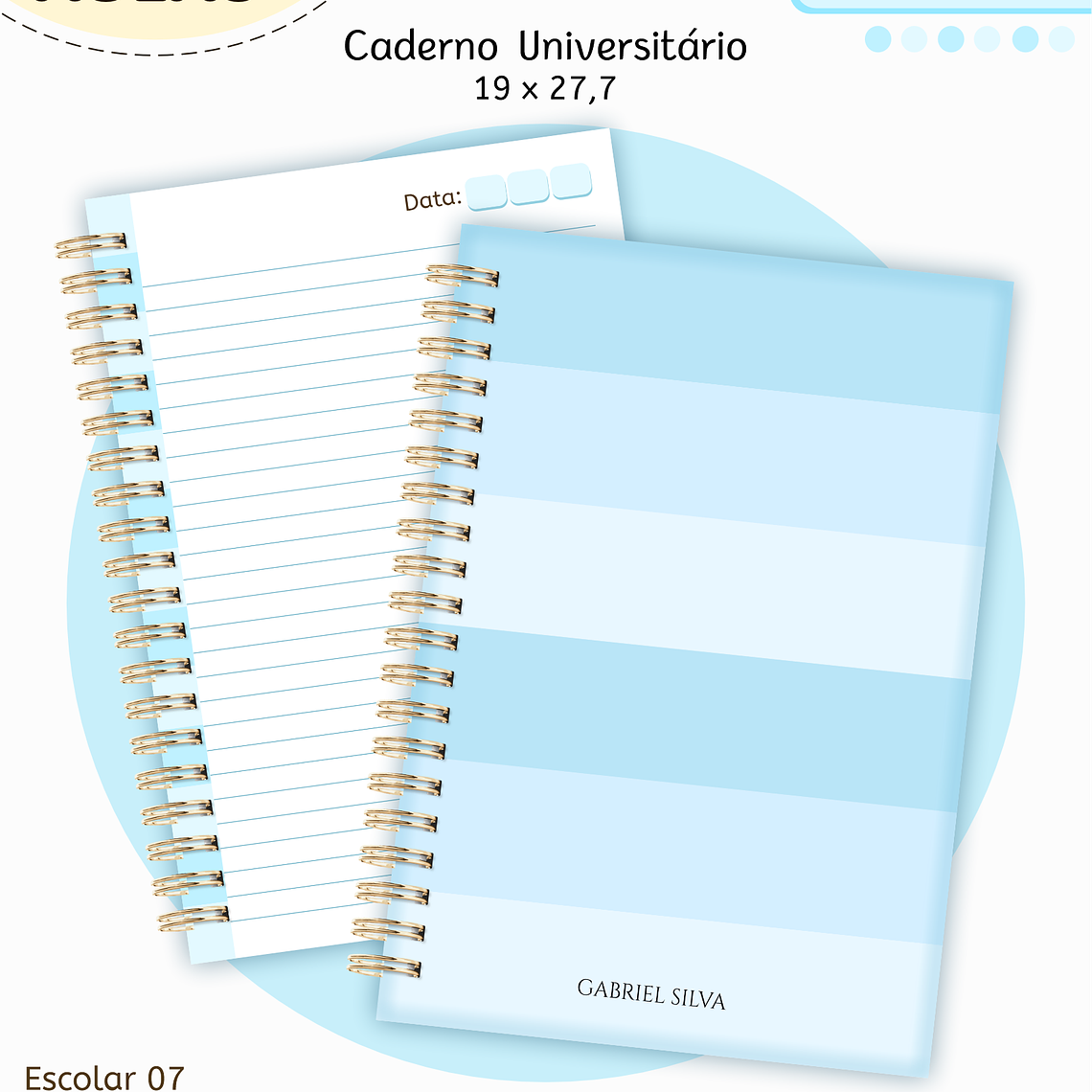 Arquivo Encadernação Kit Escolar - Azul Neutro 5