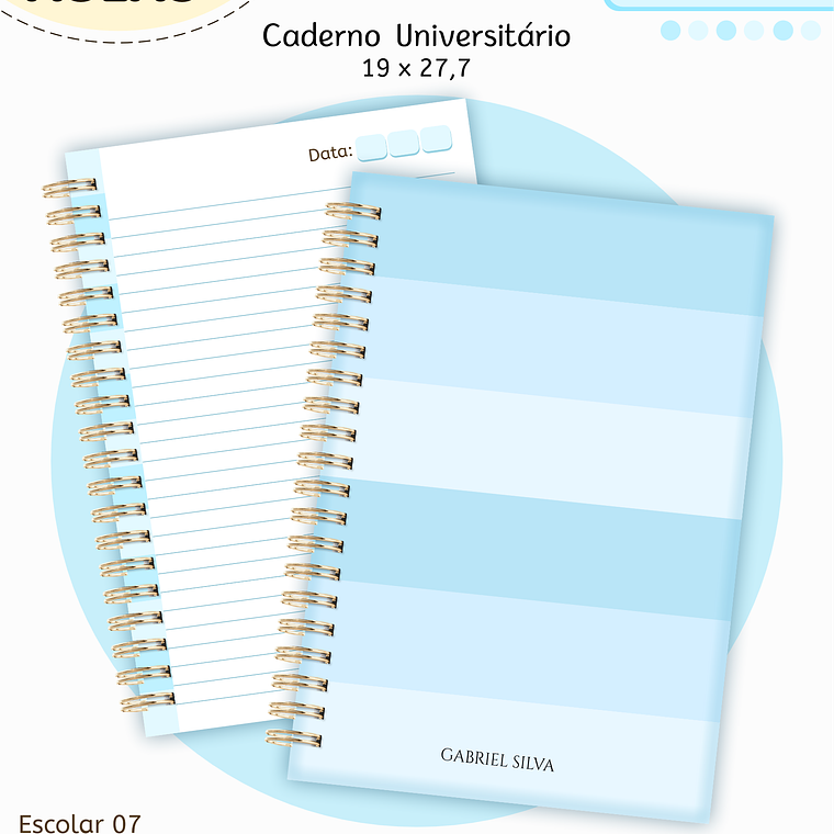 Arquivo Encadernação Kit Escolar - Azul Neutro 5